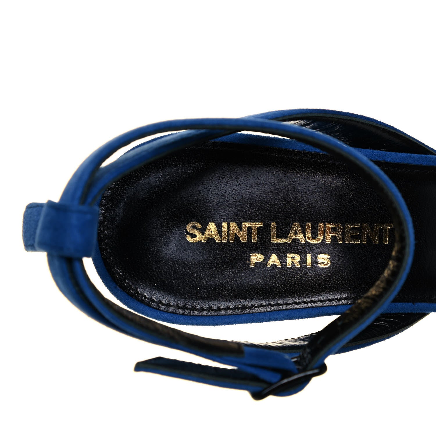 Saint Laurent Kid Scamosciato Tribute 105 Open Toe Platform Sandals 35.5 Bleu Majorelle 7 of 9