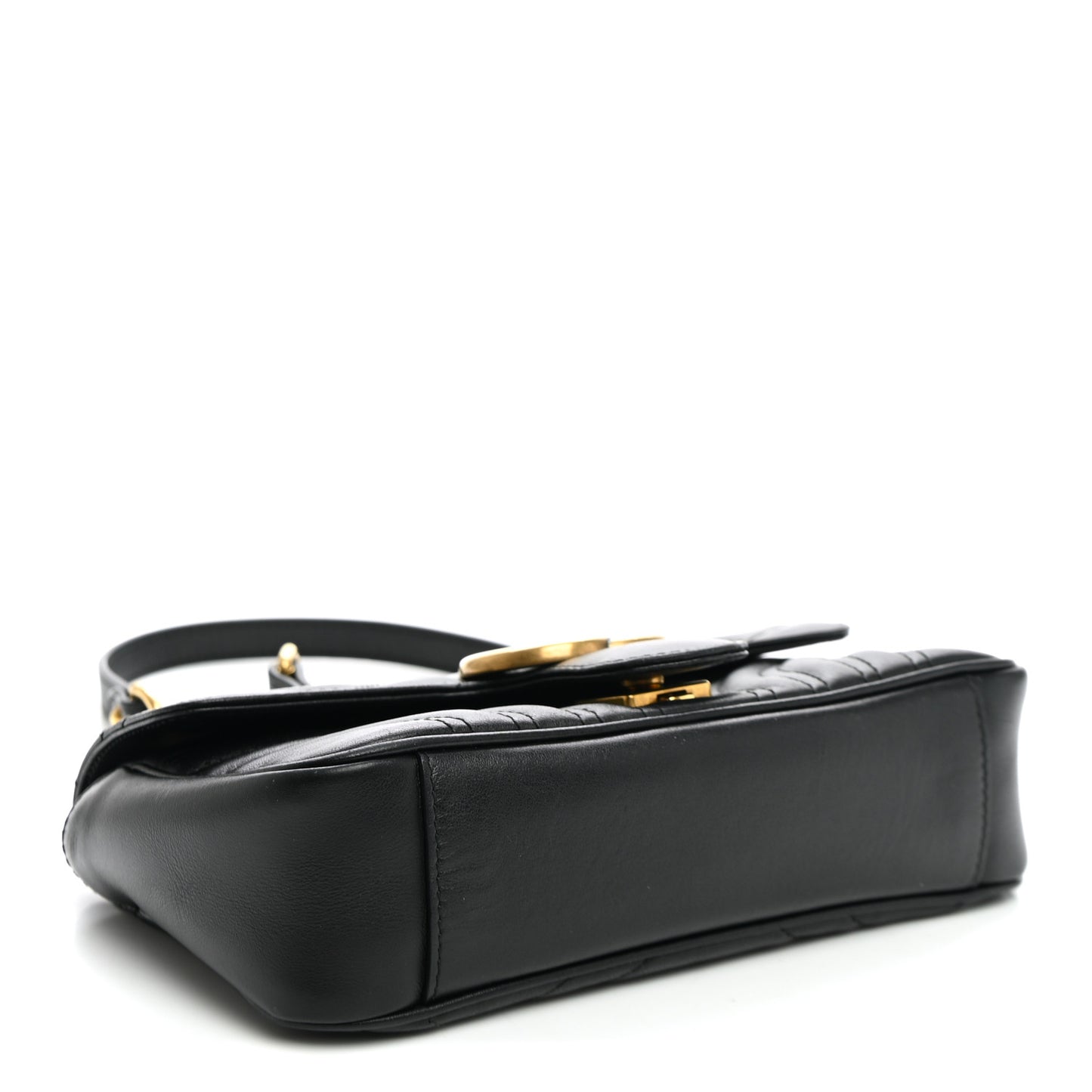 Calfskin Matelasse Mini GG Marmont Shoulder Bag Black