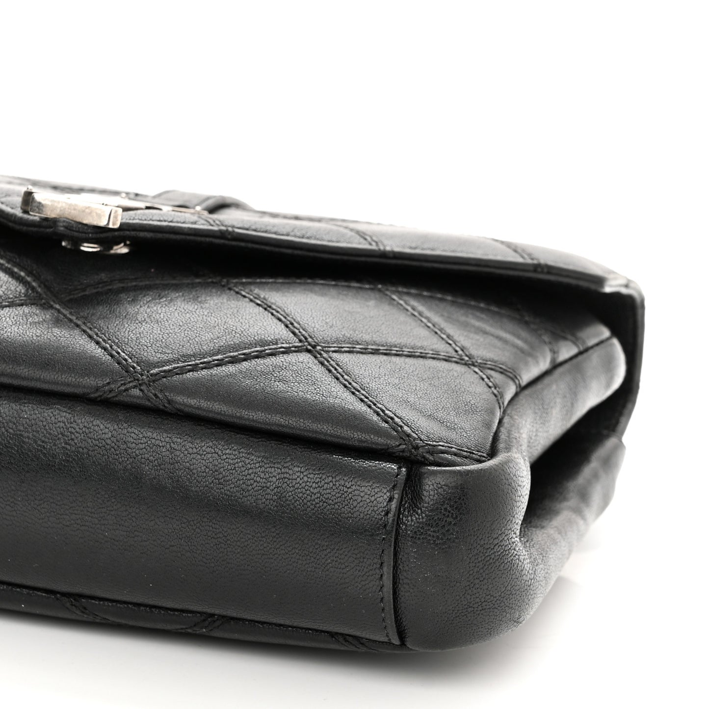 Calfskin Matelasse Diamond Quilted Monogram Medium College Bag Black