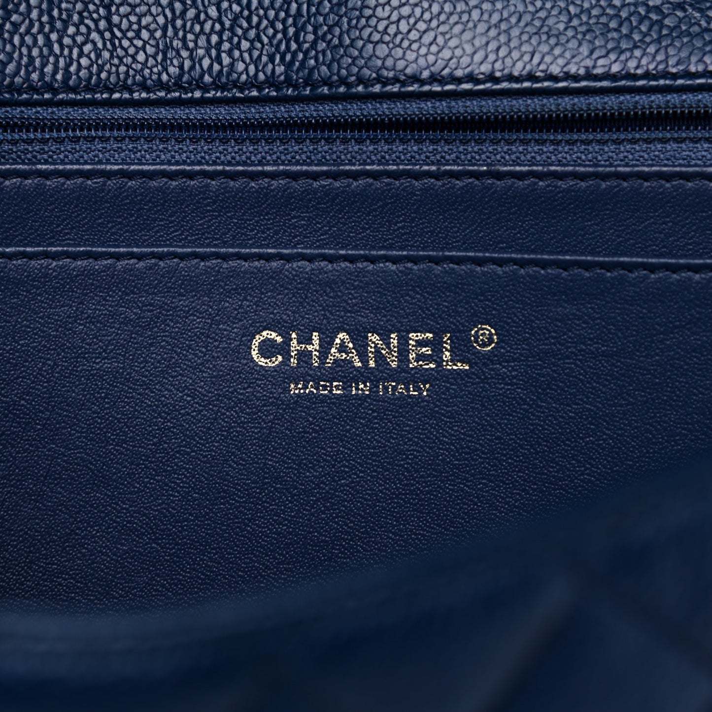 Crumpled Grained Calfskin Quilted Large Two Tone Flap Bag Blue