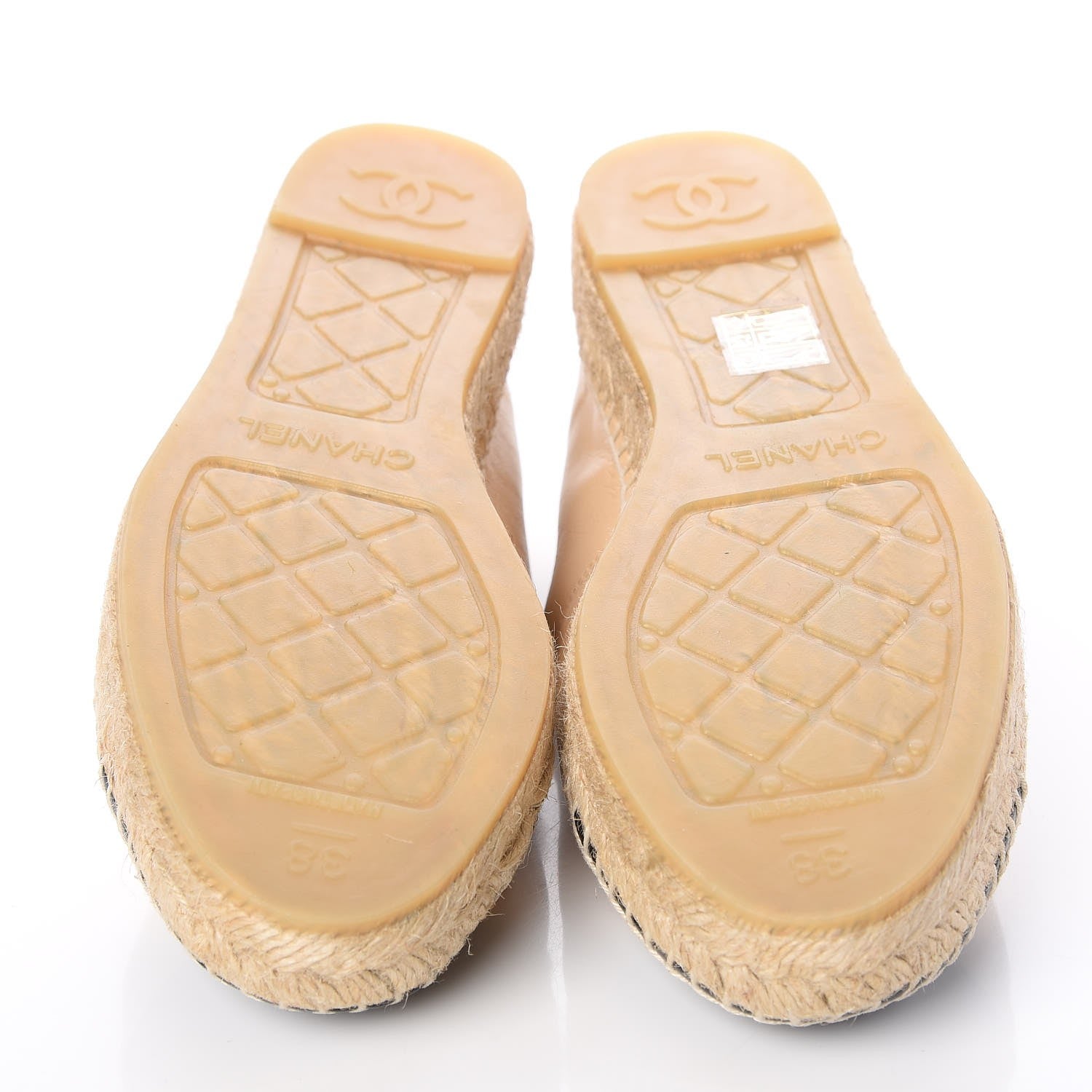 Chanel Lambskin CC Espadrilles 38 Beige Black 5 of 9