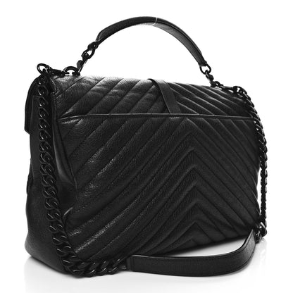 Saint Laurent Sheepskin Matelasse Chevron Monogram Monochrome Large College Satchel Black 3 of 10
