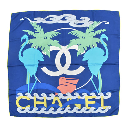 Chanel Silk Flamingo Print CC Square Blue Multicolor 1 of 3
