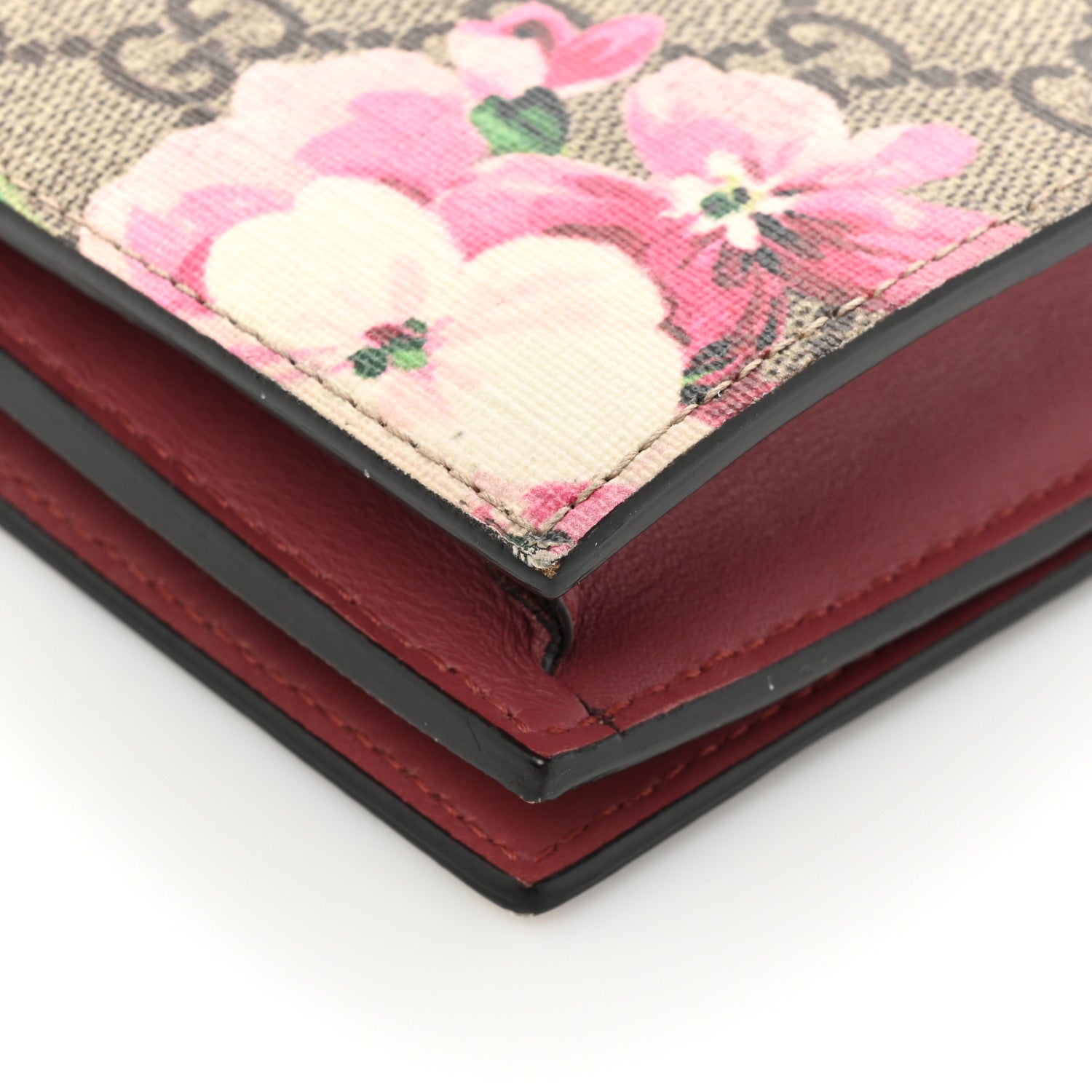 Gucci GG Supreme Monogram Blooms Chain Wallet Beige Multicolor Dry Rose 16 of 19