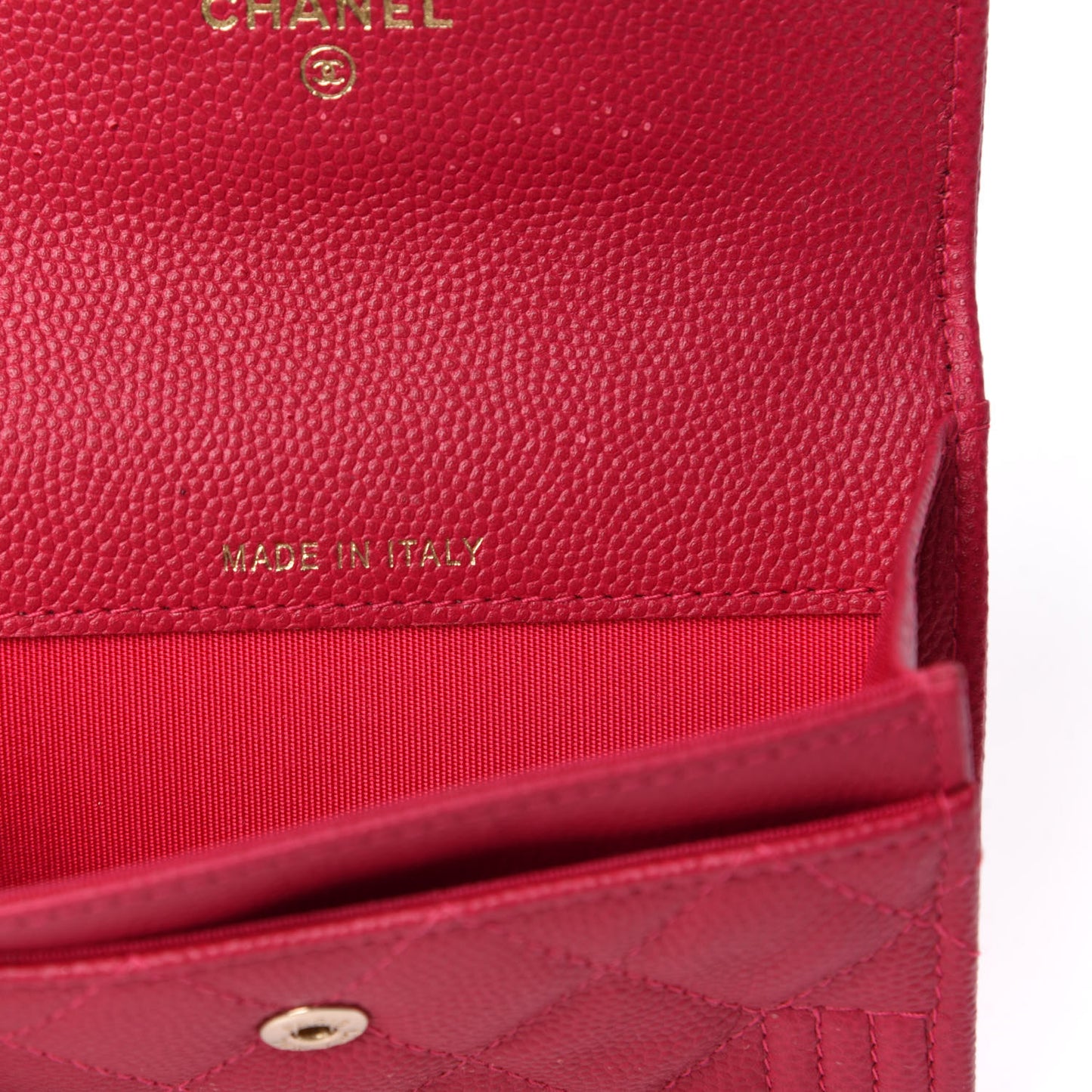 Caviar Quilted Boy Flap Card Holder Fuchsia