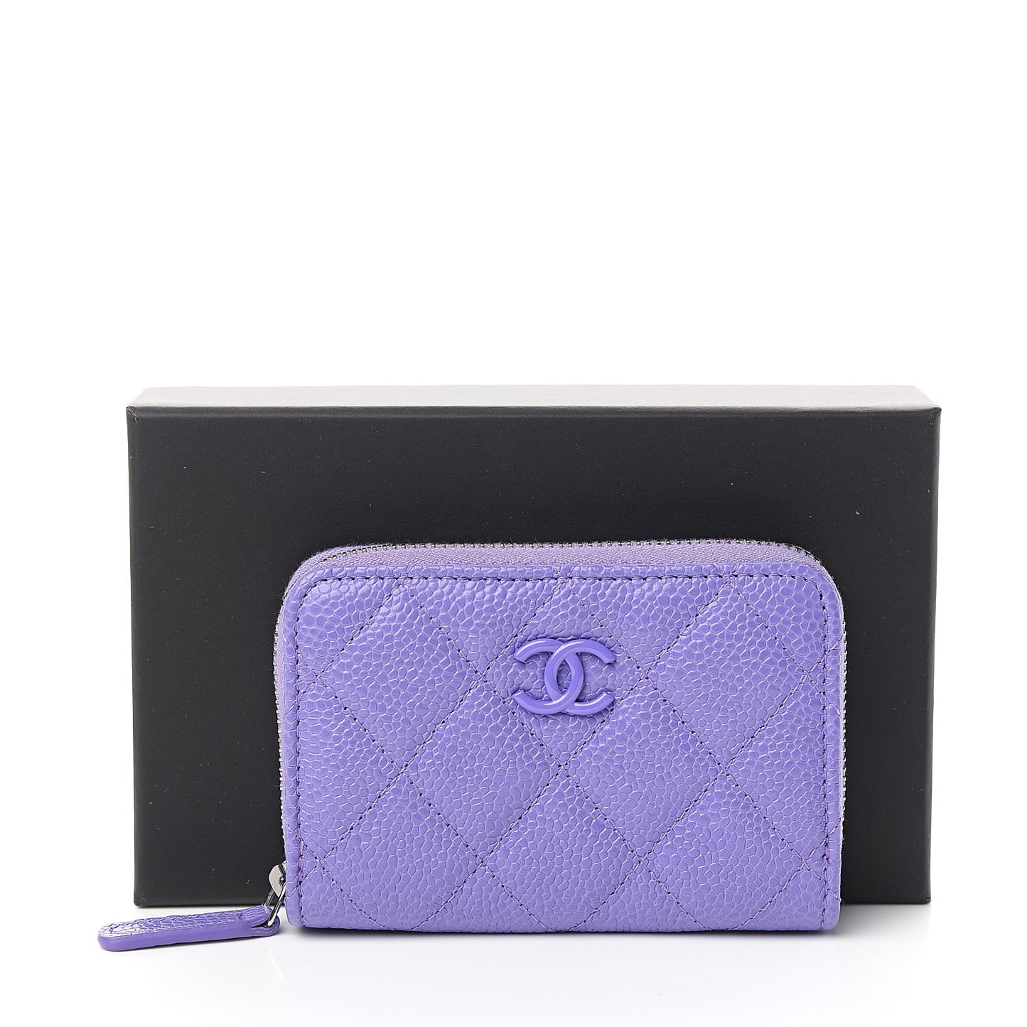 Caviar Quilted Incognito Zip Coin Purse Purple