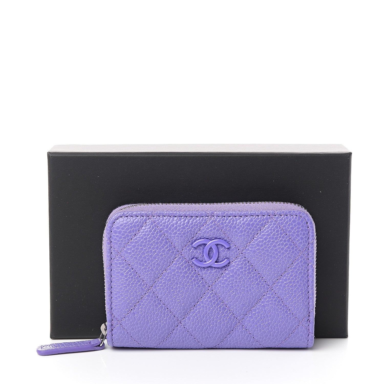 Chanel Caviar Quilted Incognito Zip Coin Purse Purple 7 of 7