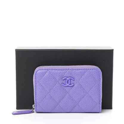Chanel Caviar Quilted Incognito Zip Coin Purse Purple 7 of 7