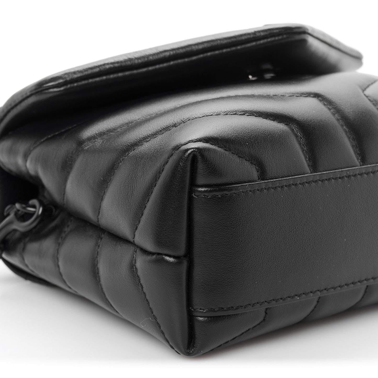 Calfskin Y Quilted Monogram Monochrome Toy Loulou Crossbody Bag Black