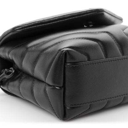 Saint Laurent Calfskin Y Quilted Monogram Monochrome Toy Loulou Crossbody Bag Black 10 of 12