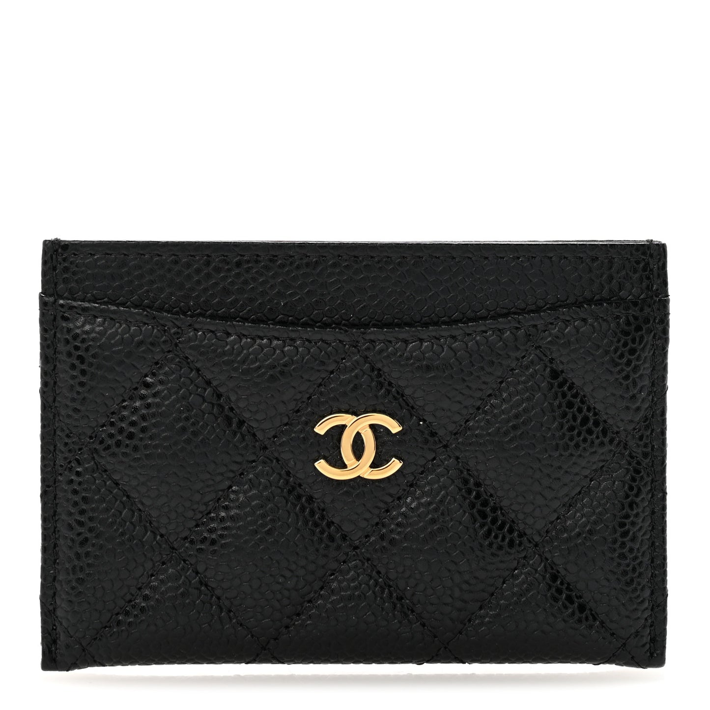 Caviar Quilted Card Holder Black