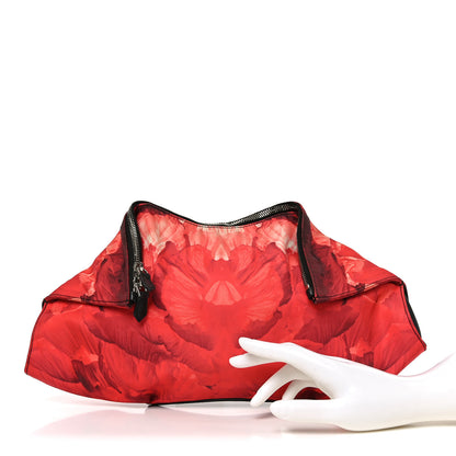 Alexander McQueen Silk Floral Print Clutch Red Multicolor 2 of 10