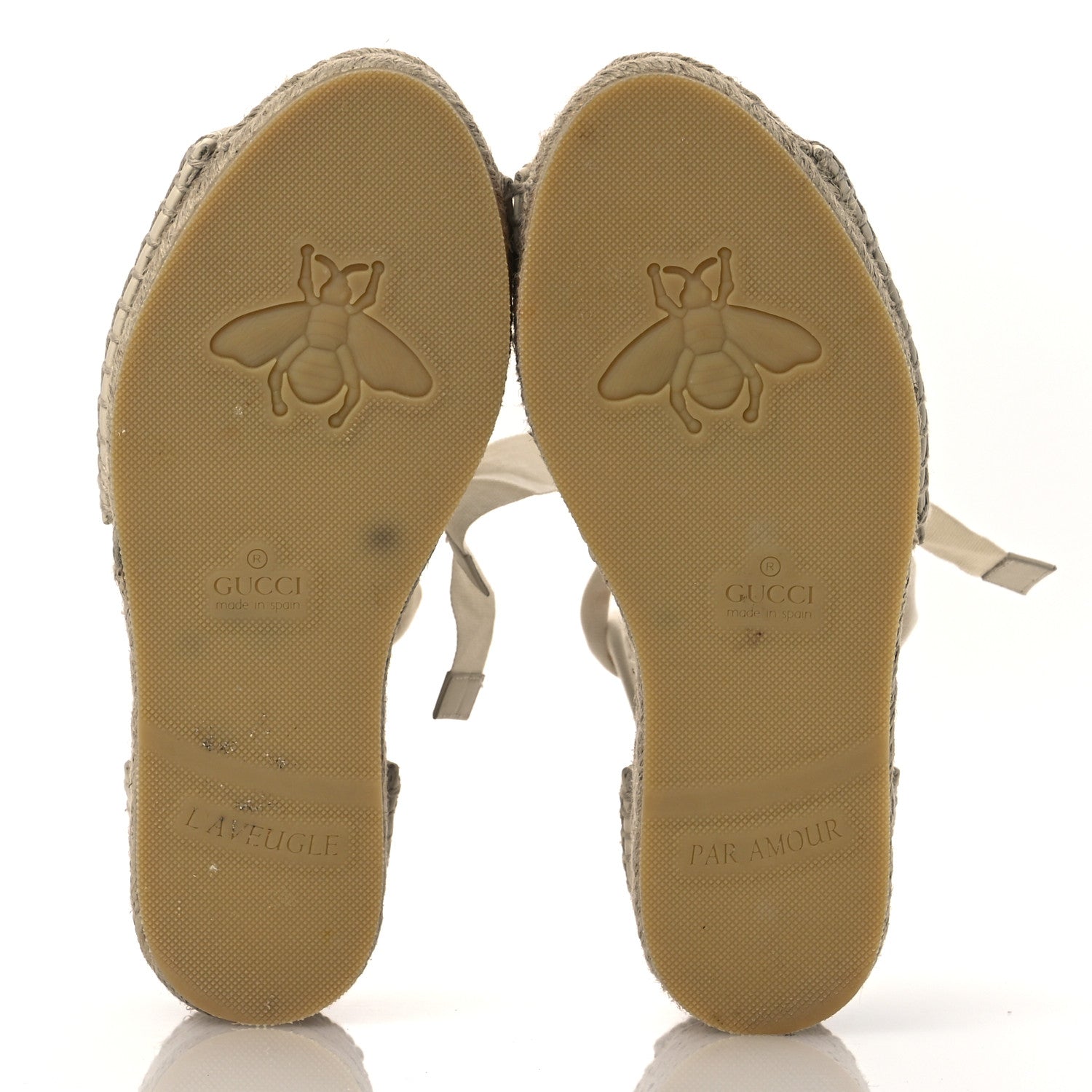 Gucci Canvas Damita GG Eyelet Espadrille Wedge Sandals 37 Ivory 7 of 12