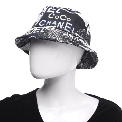 Chanel Cotton Coco Print Bucket Hat M Navy Black White 2 of 6