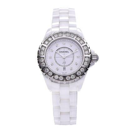 Chanel Stainless Steel Ceramic Diamond Bezel 33mm J12 Quartz Watch White 1 of 7