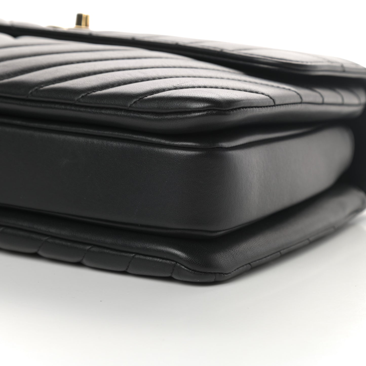 Lambskin Chevron Quilted Medium Trendy CC Dual Handle Flap Bag Black