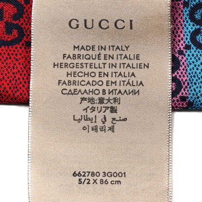 Gucci Silk Twill Lady GG Psychedelic Neck Bow Scarf Dark Blue Multicolor 4 of 4