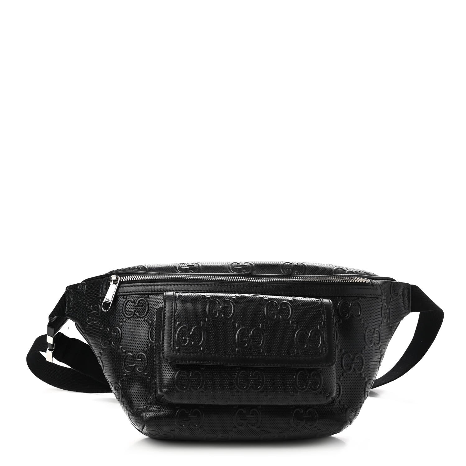 Gucci Calfskin GG Tennis Embossed Pocket Belt Bag Black 1 of 11