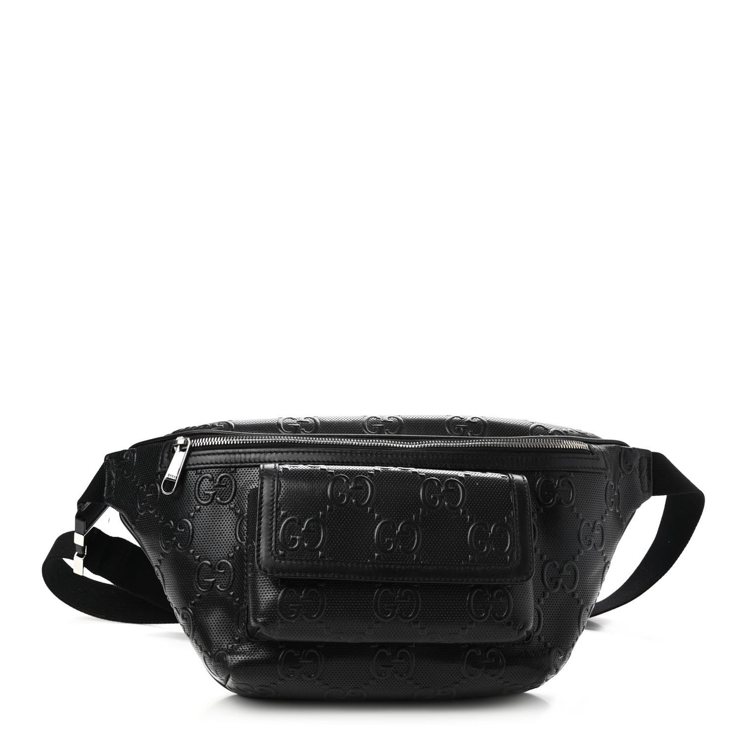 Calfskin GG Tennis Embossed Pocket Belt Bag Black