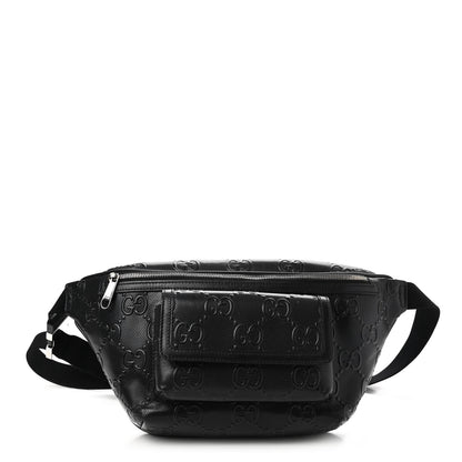 Gucci Calfskin GG Tennis Embossed Pocket Belt Bag Black 1 of 11