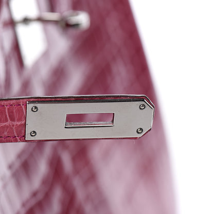 Hermes Shiny Porosus Crocodile Birkin 30 Rose Tyrien 19 of 36
