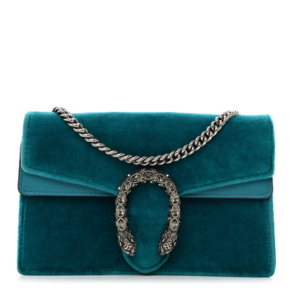 Gucci Velvet Super Mini Dionysus Shoulder Bag Pavone Cyan 1 of 12