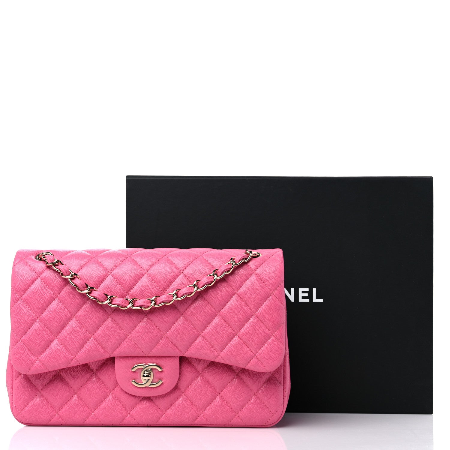 Chanel Caviar Quilted Jumbo Double Flap Pink 10 of 10
