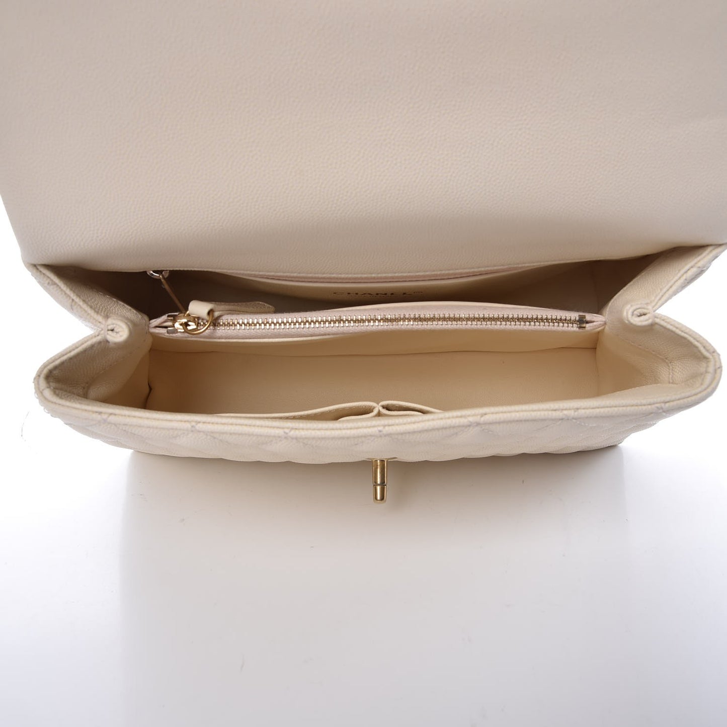 Caviar Lizard Quilted Small Coco Handle Flap Ivory