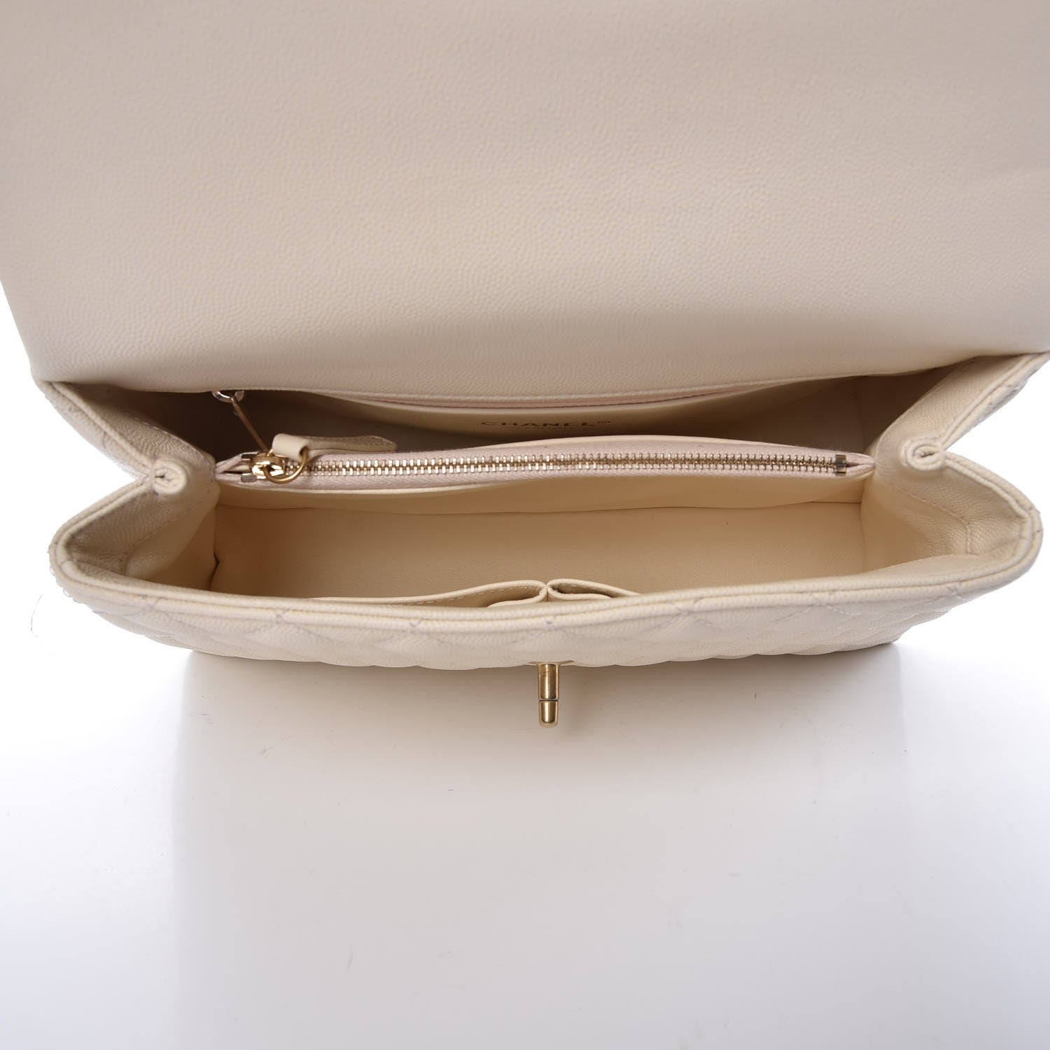 Chanel Caviar Lizard Quilted Small Coco Handle Flap Ivory 5 of 8