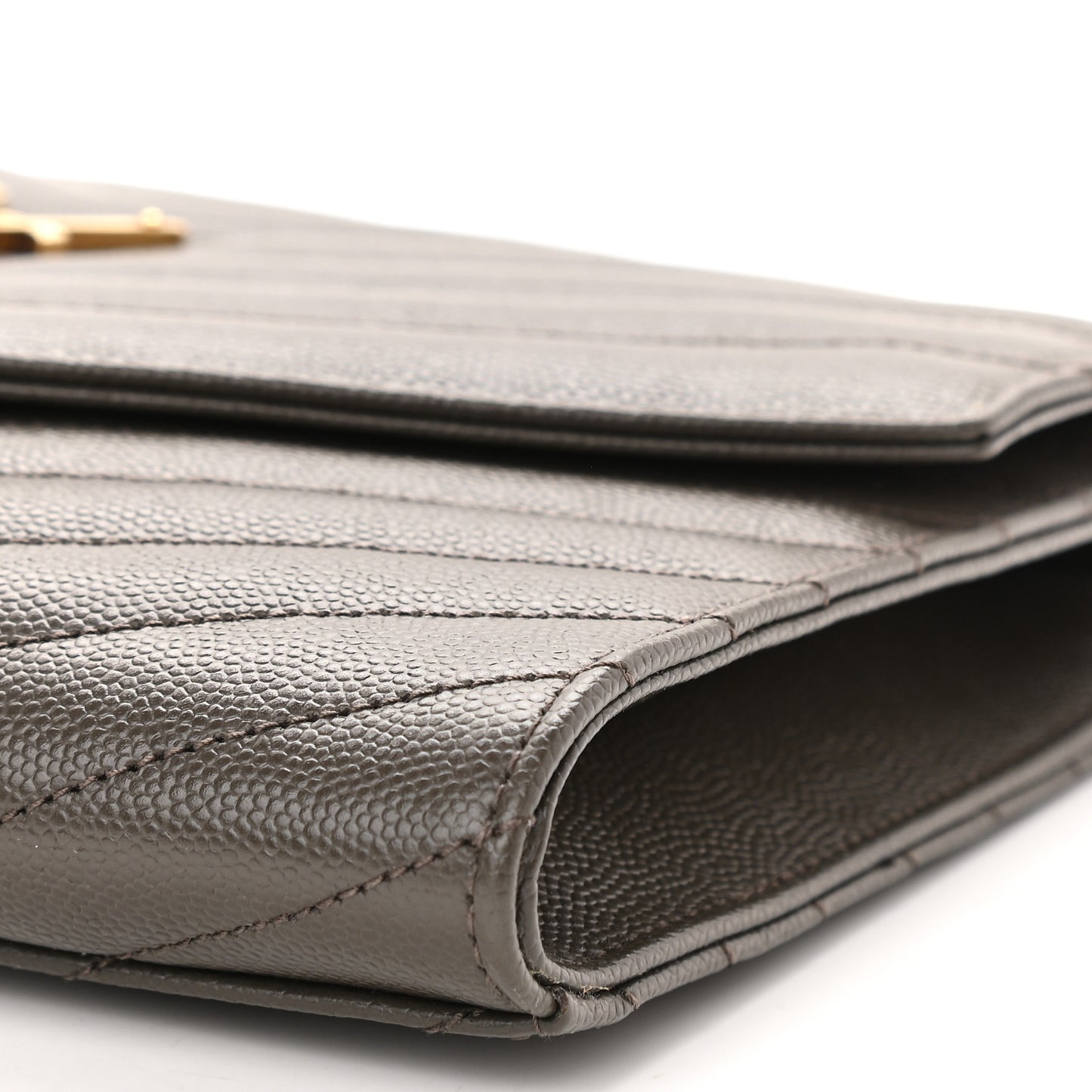 Grain De Poudre Matelasse Chevron Monogram Envelope Clutch Earth
