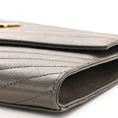 Saint Laurent Grain De Poudre Matelasse Chevron Monogram Envelope Clutch Earth 9 of 9