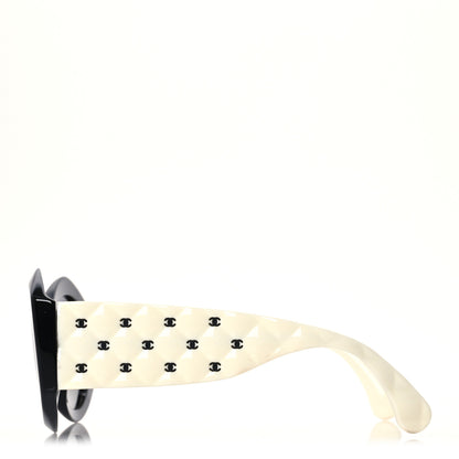 Chanel Acetate Quilted CC Sunglasses 5486 White Black 3 of 8