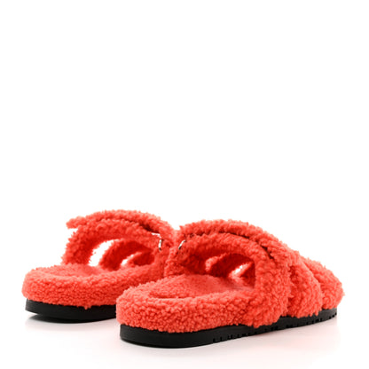 Hermes Woolskin Womens Chypre Sandals 39 Orange 4 of 11