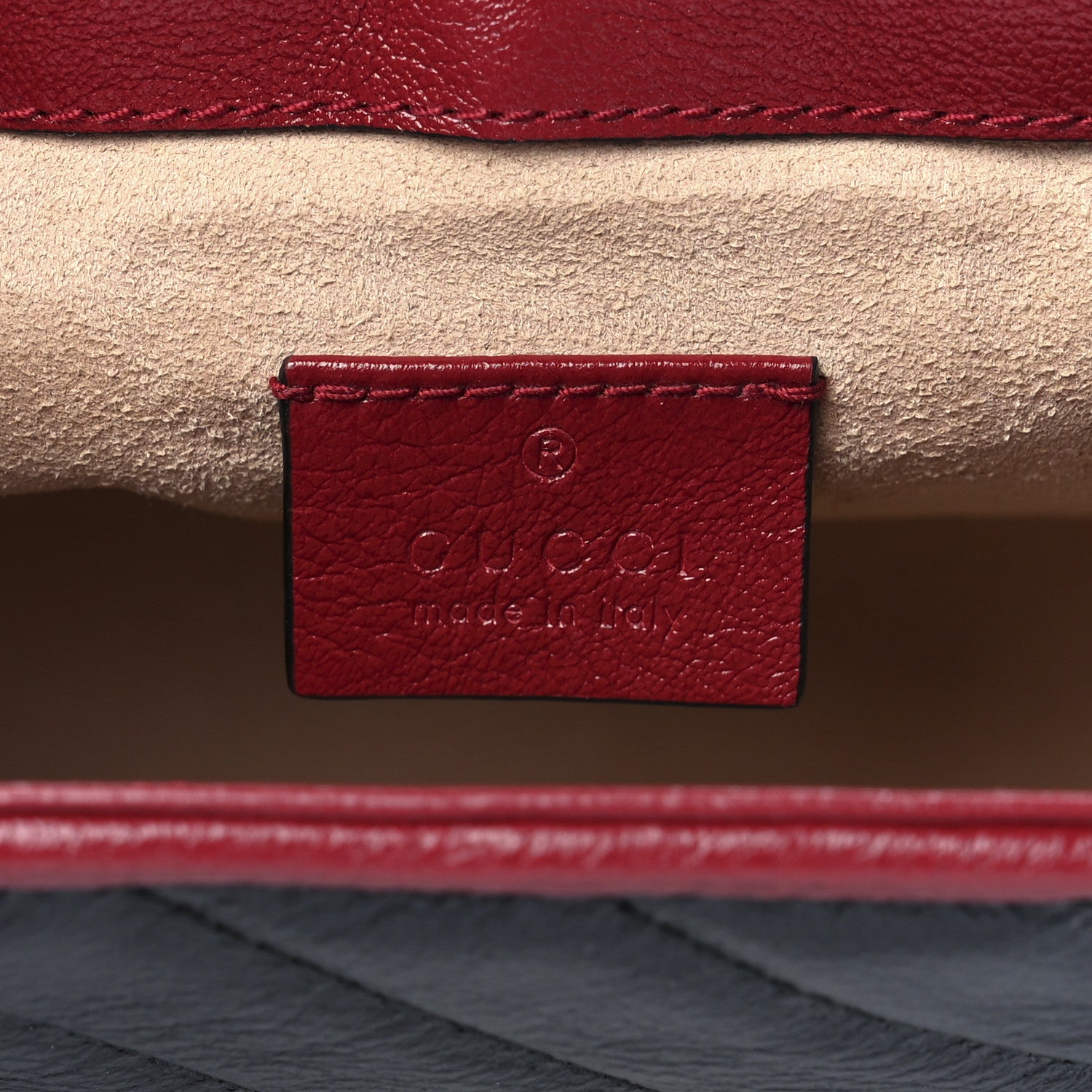 Gucci Vintage Effect Calfskin Matelasse Diagonal Mini Torchon GG Marmont Top Handle Shoulder Bag Black Romantic Cherry 6 of 12