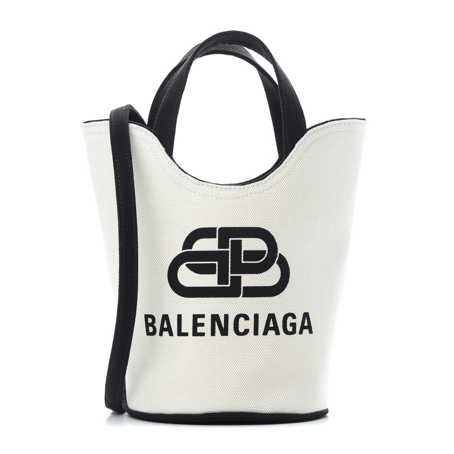 Balenciaga Cotton Canvas Calfskin New Wave Tote XS Natural Black 1 of 10