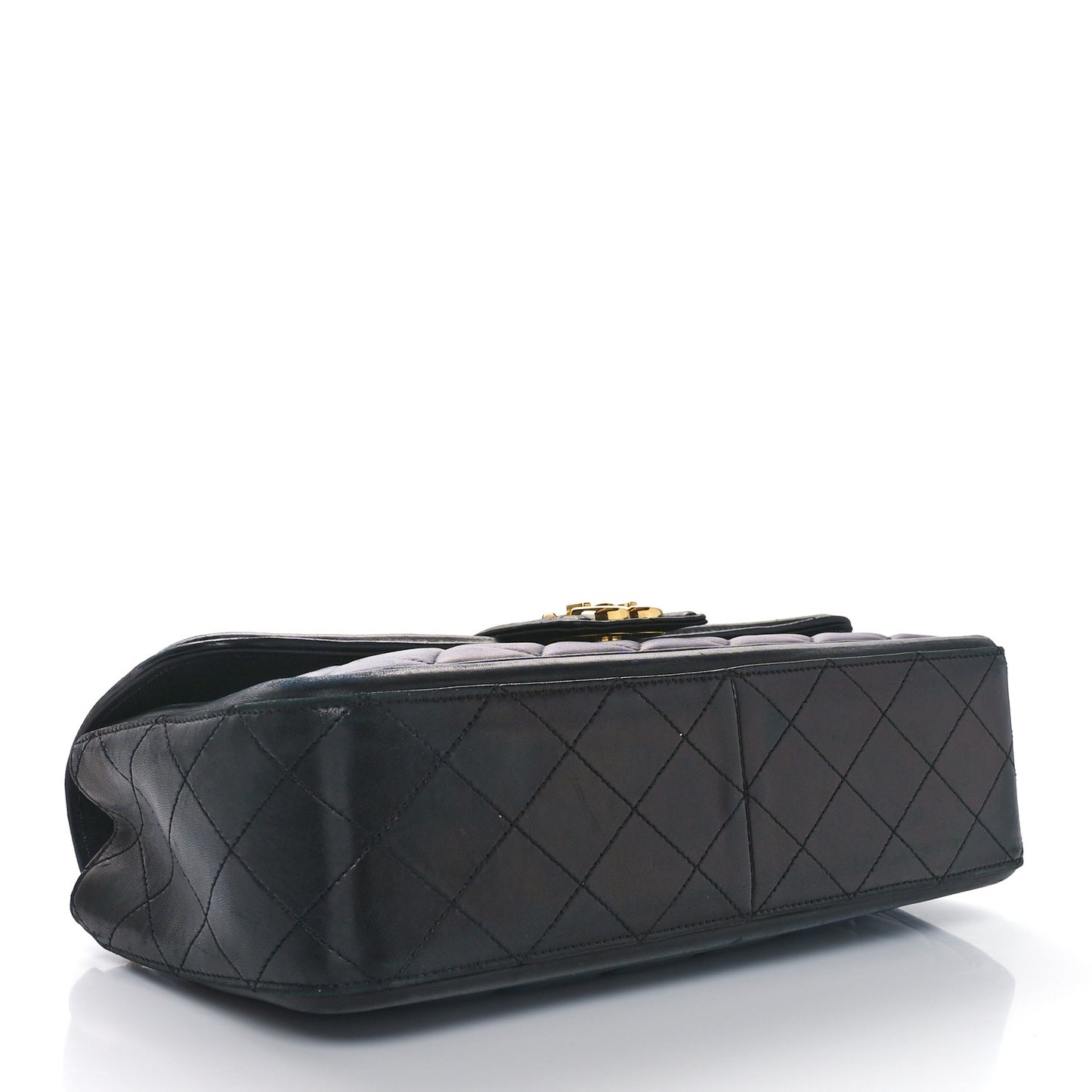 Calfskin Quilted Large Elegant CC Flap Navy Black