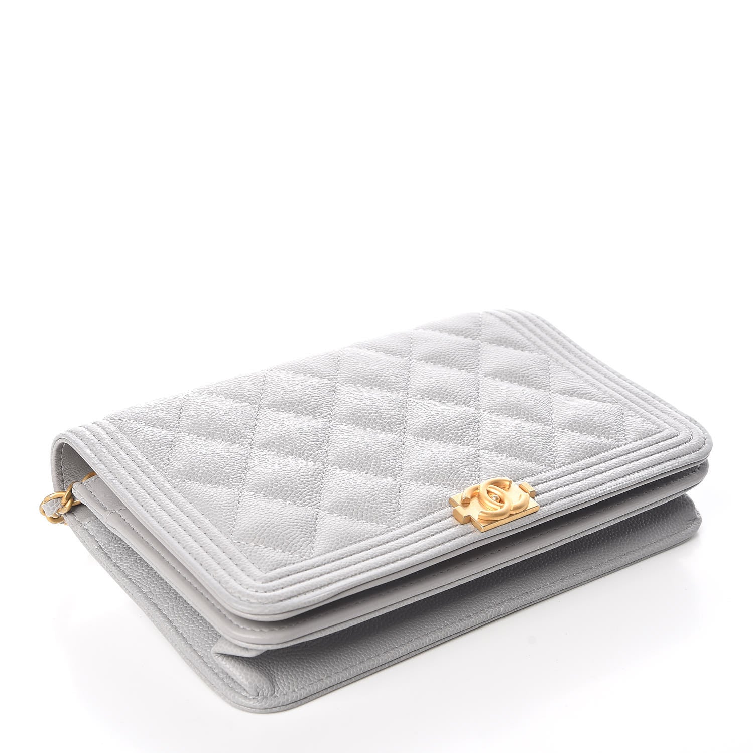 Chanel Caviar Quilted Boy Wallet On Chain WOC Grey 4 of 11