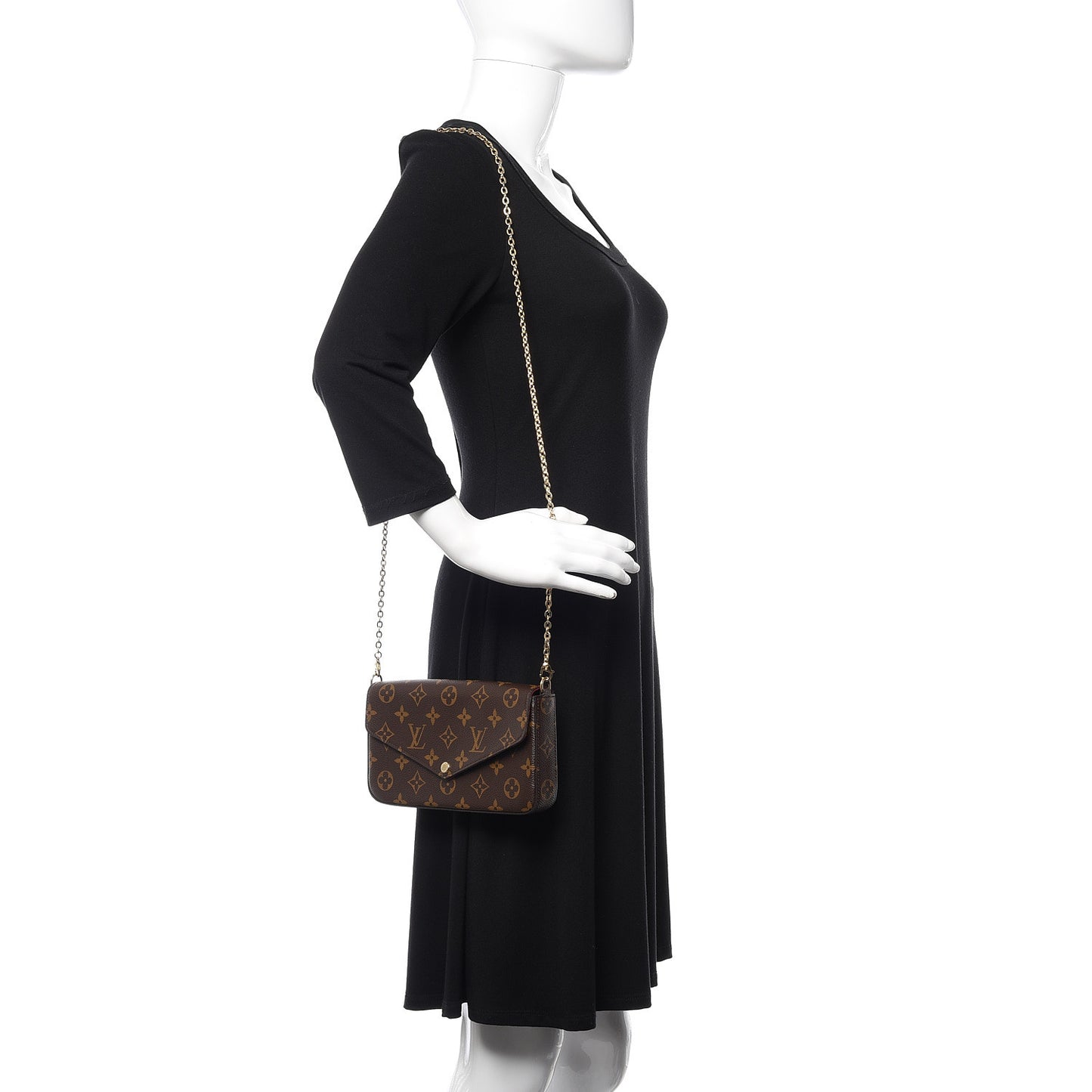 Monogram Pochette Felicie Chain Wallet Fuchsia