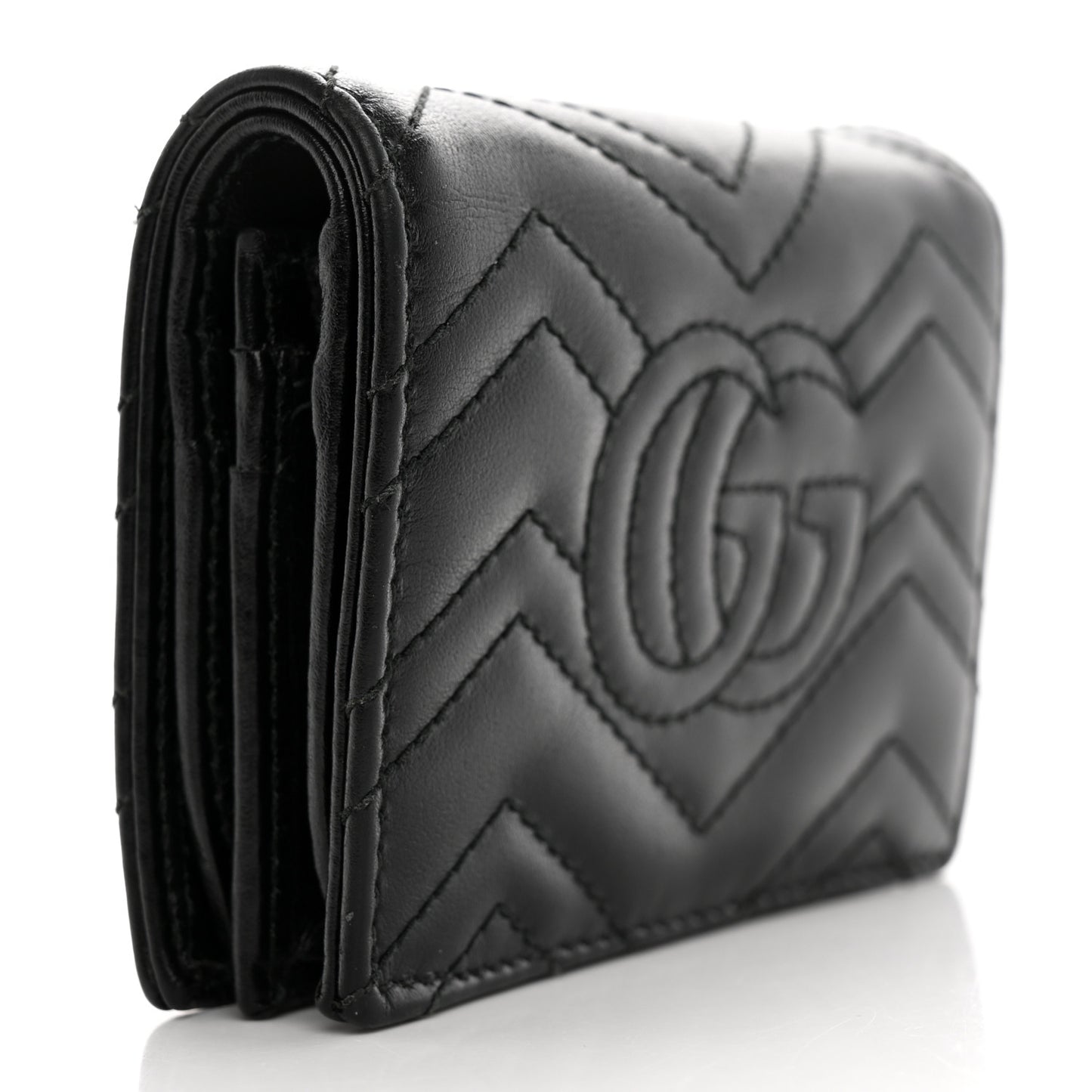 Calfskin Matelasse GG Marmont Card Case Wallet Black