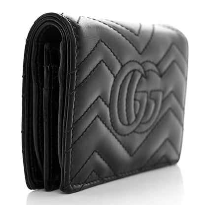 Gucci Calfskin Matelasse GG Marmont Card Case Wallet Black 3 of 12