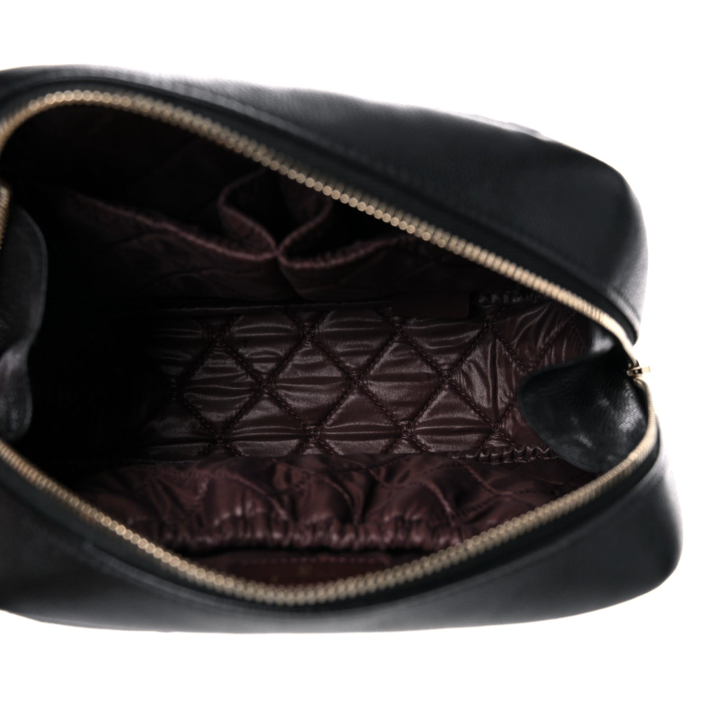 Caviar Quilted Curvy Pouch Cosmetic Case Black