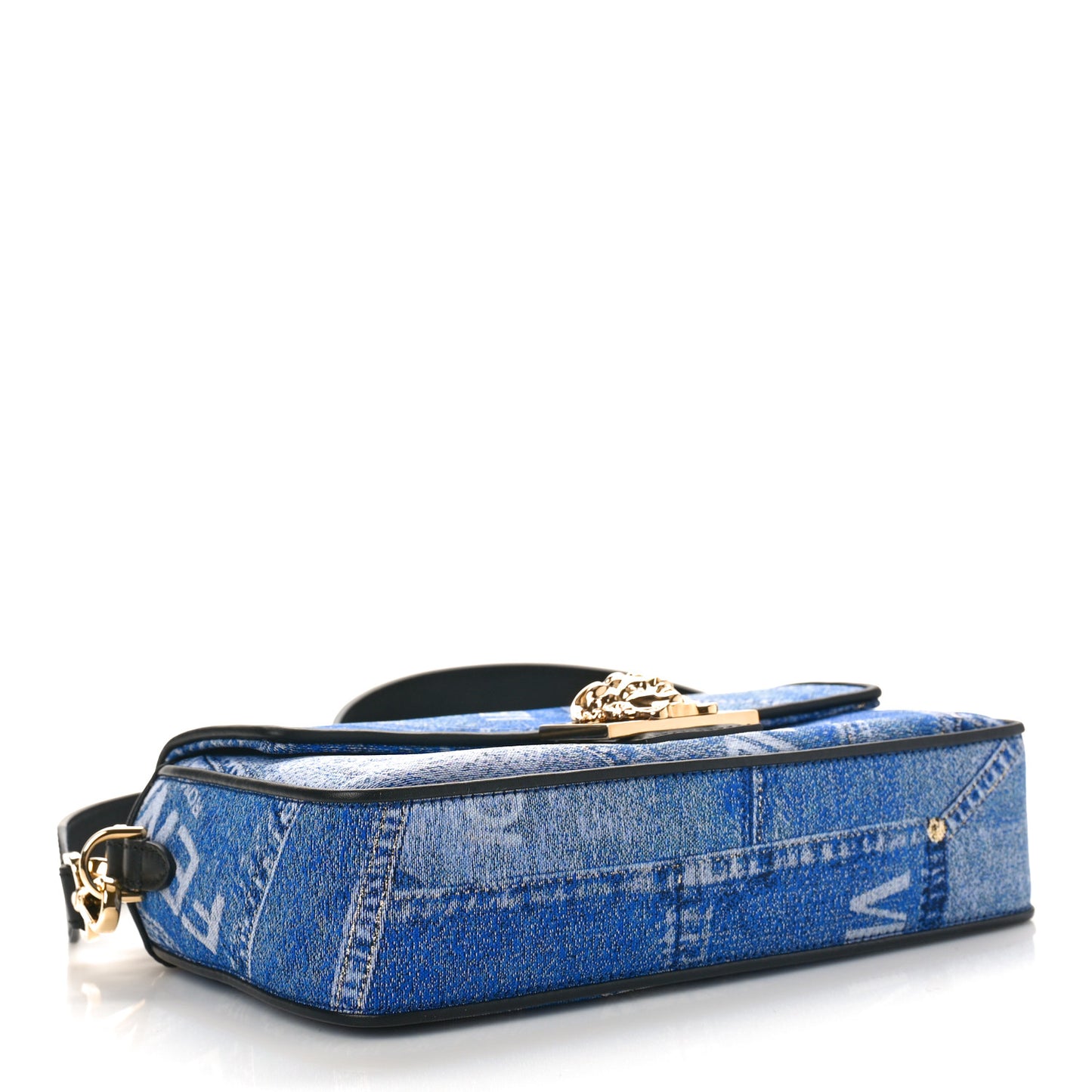 X VERSACE Denim Fendace Patchwork Baguette Blue