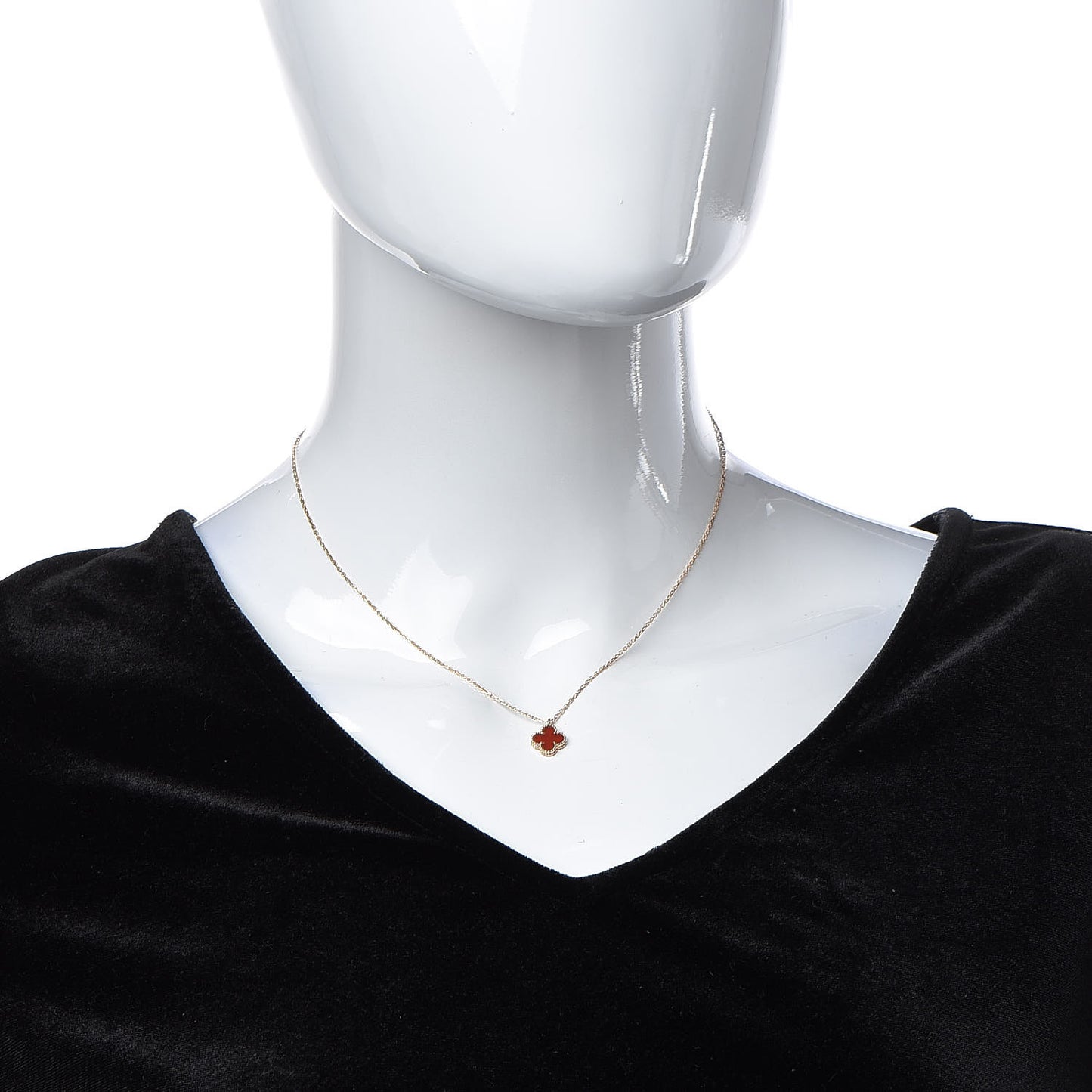 18K Rose Gold Carnelian Sweet Alhambra Pendant Necklace