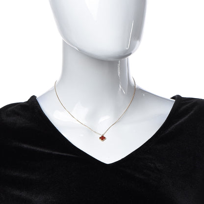 Van Cleef & Arpels 18K Rose Gold Carnelian Sweet Alhambra Pendant Necklace 2 of 7