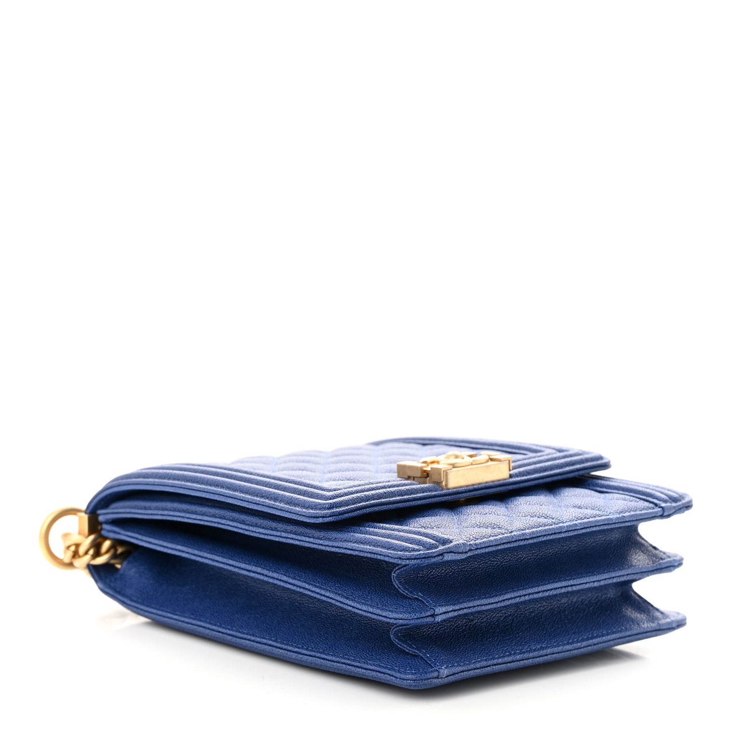 Caviar Quilted North South Boy Flap Blue