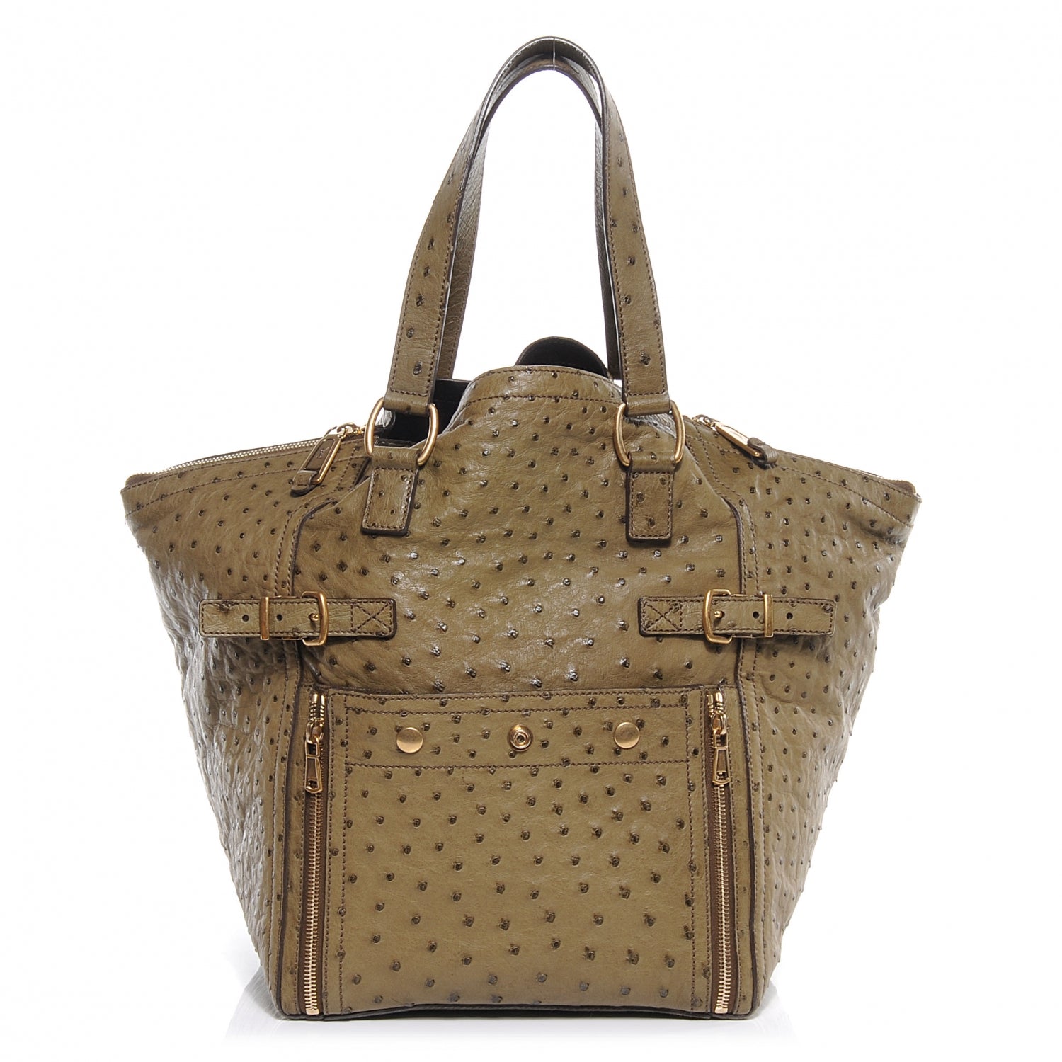 Saint Laurent Ostrich Medium Downtown Olive 1 of 7