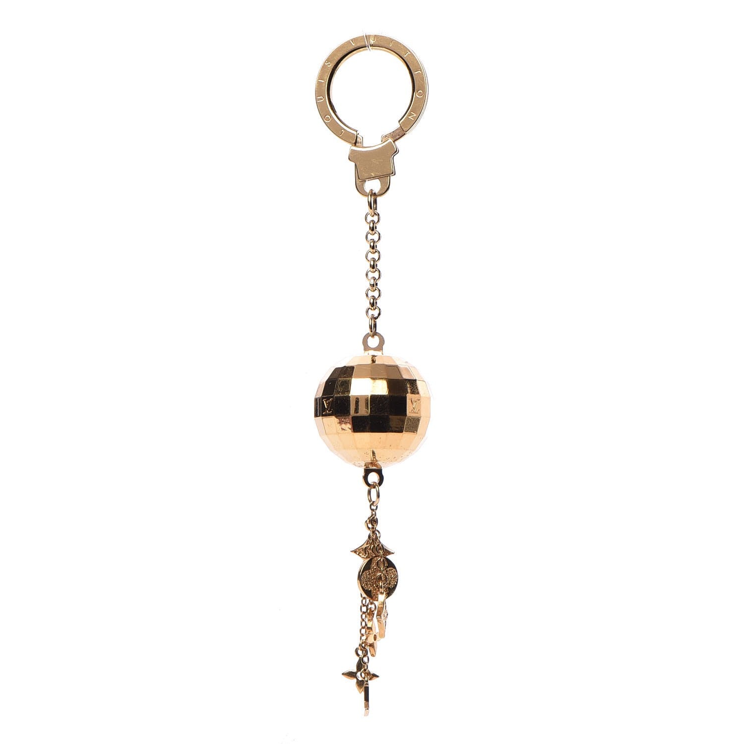 Louis Vuitton Mirror Ball Disco Key Holder Chain Ring Gold 1 of 3