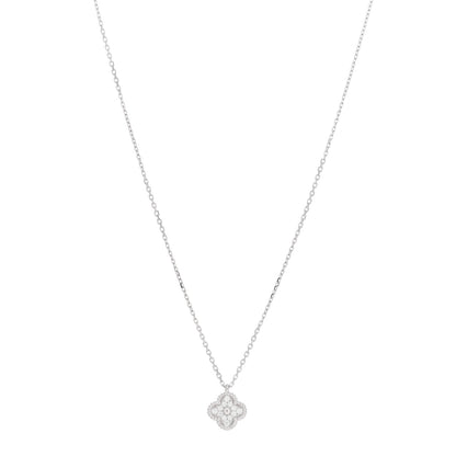 Van Cleef & Arpels 18K White Gold Diamond Sweet Alhambra Pendant Necklace 1 of 6