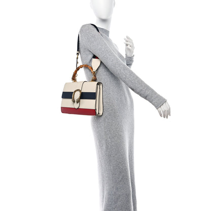 Gucci Calfskin Bamboo Web Medium Dionysus Top Handle Bag White Blue Hibiscus Red 2 of 19