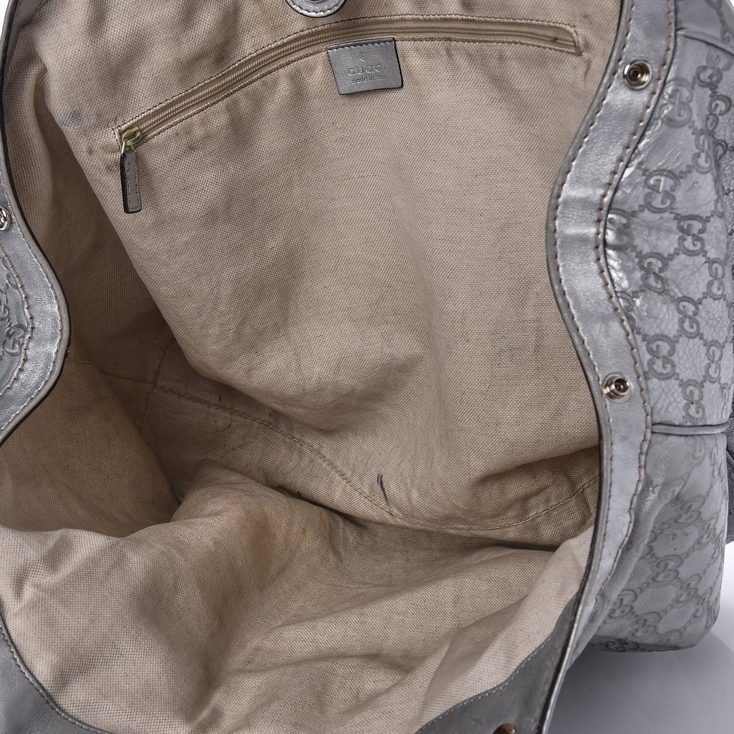 Guccissima Large Sukey Tote Silver